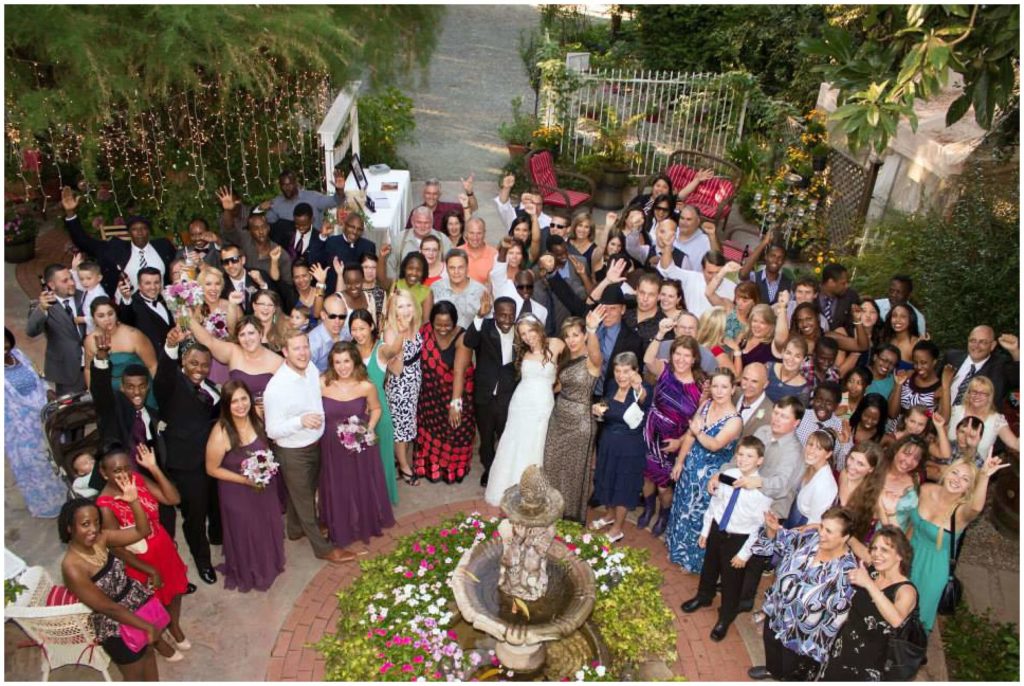 Entire wedding guests photo at Heirloom Inn in Ione California.